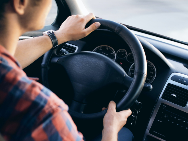 Man driving car